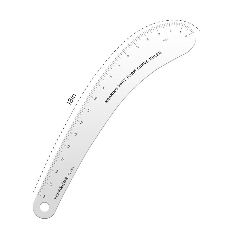 KEARING 18 inch French Curve Ruler, Hip Curve Ruler for Pattern Making, Vary Form Curve Ruler Aviation Quality Aluminum Fashion Designer's Ruler for Sewing, Quilting, Design - Image 2